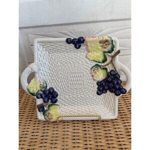 Vintage 70s Fitz & Floyd Sonoma Weave Ironstone Serving Platter/Handles